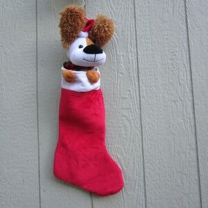 Gemmy Christmas Stocking PlushPPuppy dog  Singing Animated 26”‎ Ears Move